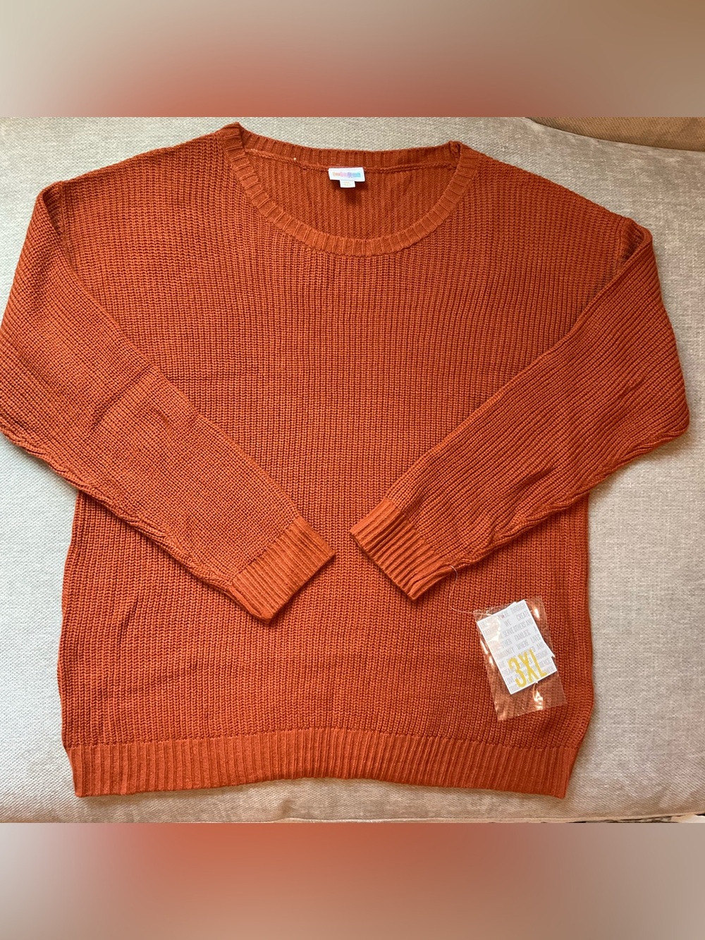Mariah Women’s Knit Crewneck Sweater in Rust Orange
